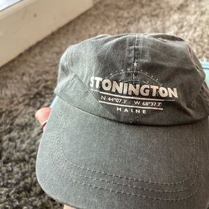 Gray Stonington Maine Cap:leather back